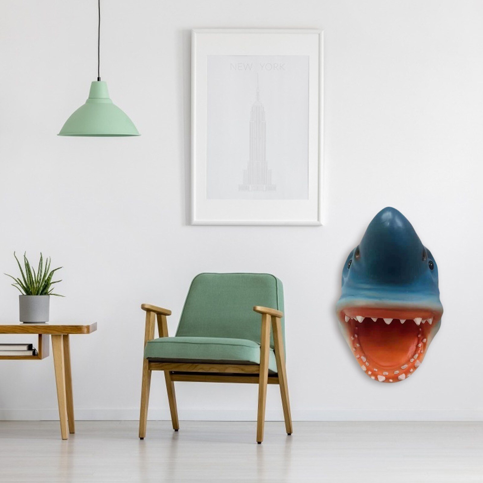 Unique Great White Shark Head Sculpture Wall Hanging Resin 3D Jaws Statue Ocean Art and Craft Ornament For Home And Bar Decor