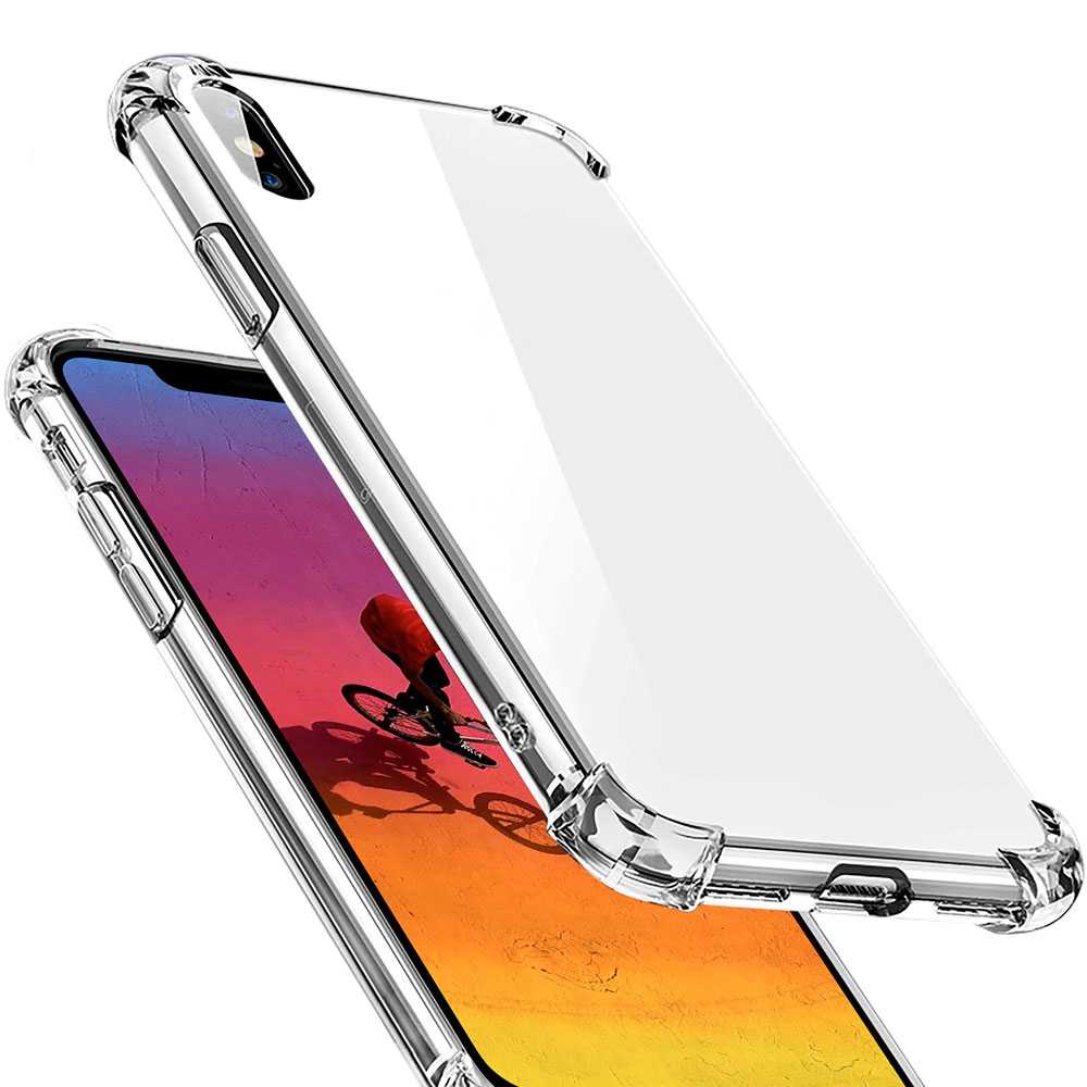 OcioDual stand case TPU Gel ShockProof Randen Versterkte Anti Shock voor iPhone X / XS Clear Silicone Antishock Case Protector voor