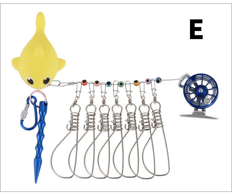 Billings Vissen Lock Gesp Rvs Levende Vis Lock Riem Vissen Stringer Visgerei Eend Shark Metalen Touw: E