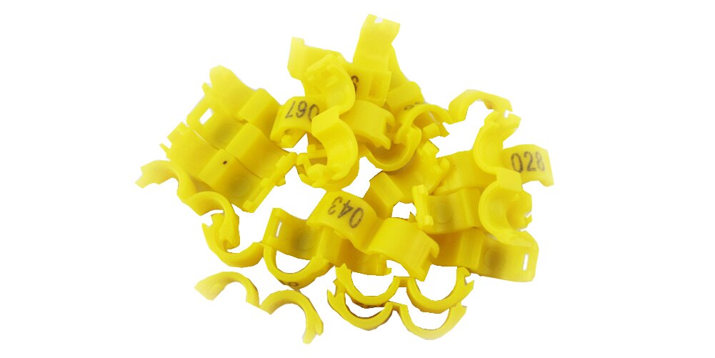 30 Pcs Inner 2.7/ 3/4/4.5/5Mm Kanarie Clip Ring Bird Pigeon Parrot Been Ringen Kleine Vogels Voet Ringen Met Nummer Vogel Clip ring: S / YELLOW