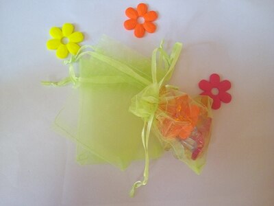 9*12cm 500pcs Multi color bags for jewelry/wedding/christmas/birthday Yarn bag with handles Packaging Organza bags: light green