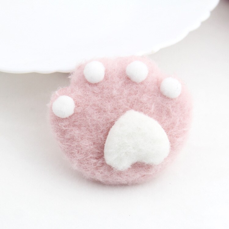 10 stuks/partij pluchen kattenpootprint gewatteerde patches voor kindersokken, tassen, handschoenen en accessoires: Roze kattenpoot