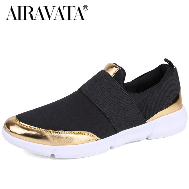 Kvinder vulkaniserede sko damesneakers slip on flats sko dame loafers walking sneaker kvinde plus str.: Sort / 40