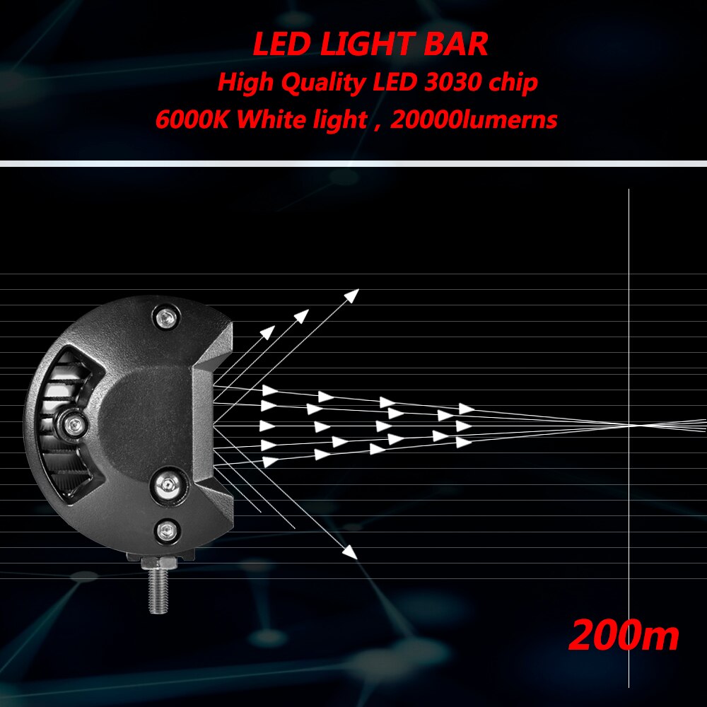 Aeobi-faisceau à faisceau d'inondation pour travail, étanche IP68, 240w, 80LED barres de lumière, pour conduite, camion, pour tracteur, bateau tout terrain, 12 pouces