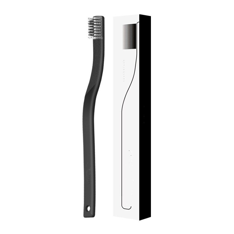 Brosse à dents en spirale en charbon de bambou, outil à dent avec Carton noir et blanc, pour adulte, poils souples,: black
