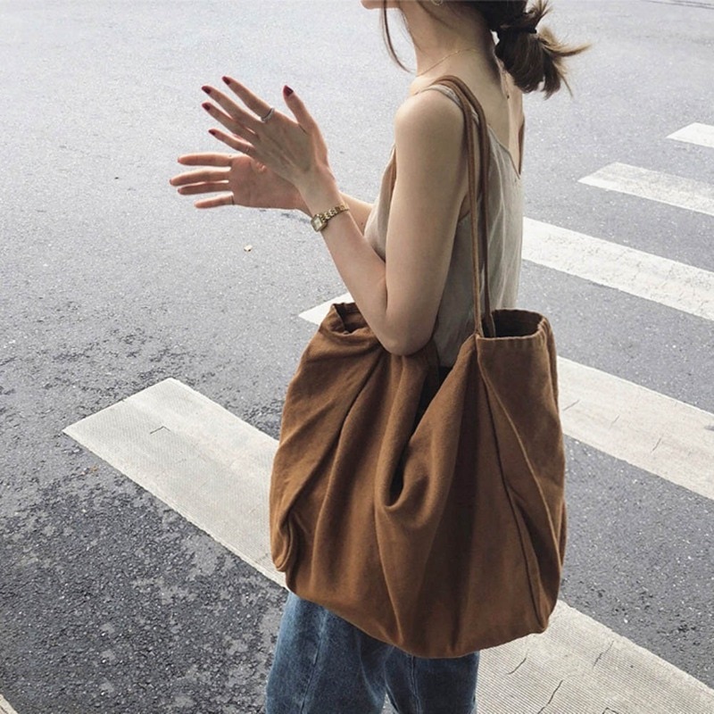 Canvas Handtas Eenvoudig Katoen Stof Grote Capaciteit Tote Bag Voor Vrouwen Mannen Herbruikbare Boodschappentas Shopper