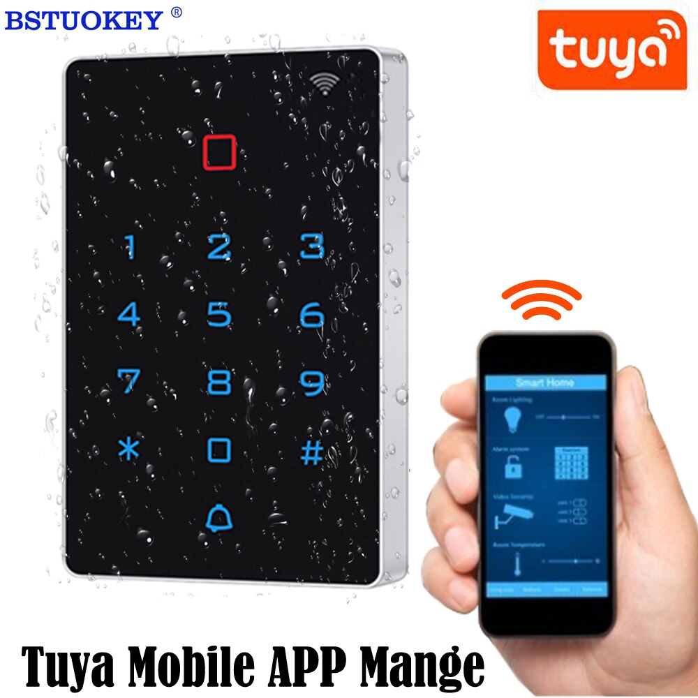 Tuya App Wifi Access Control Keypad 125khz 13.6Mhz RFID Card Access Controller wiegand 26 2000 User IP67 Waterproof