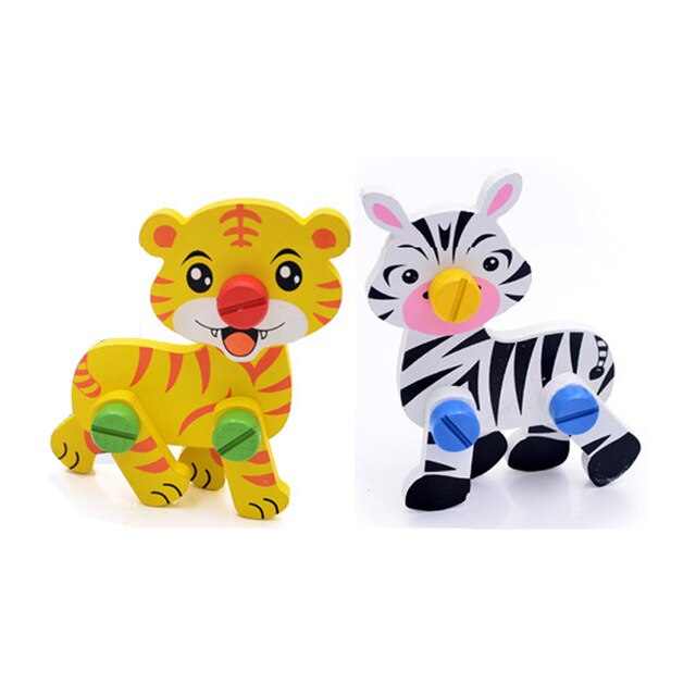 freundlicher Holz Werkzeugkasten vorgeben abspielen einstellen Pädagogisches Spielzeug murmeln Demontage Schraube Montage Simulation Reparatur Schreiner Werkzeug Baby Baby: Tier-WT232C