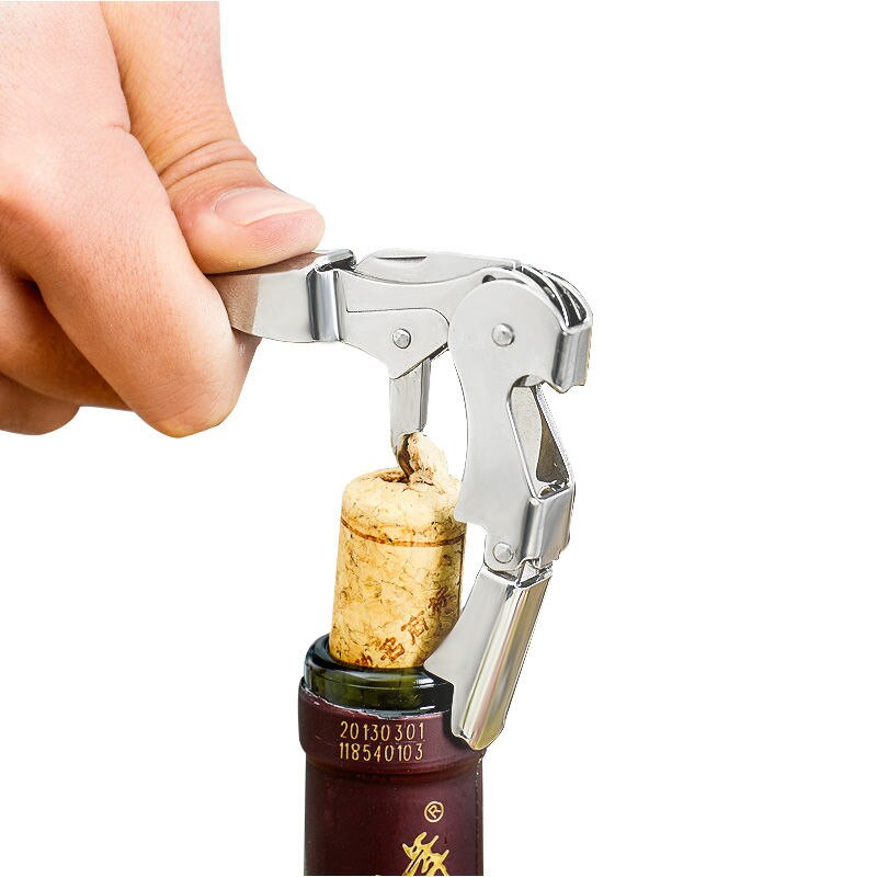 Novo aço inoxidável saca-rolhas duplo articulado garçons garrafa de vinho abridor alavanca ferramenta