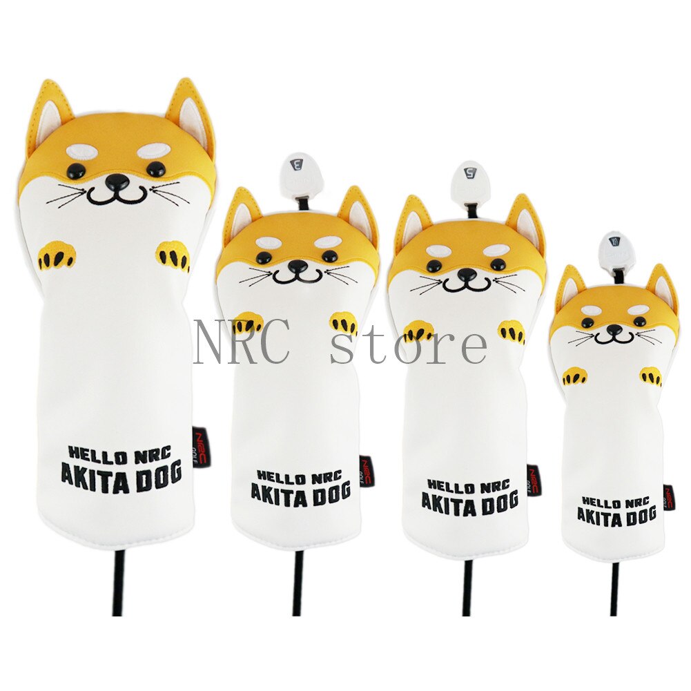 Nrc Golf Club Headcovers Driver Fairway Wood Hybrid Covers Set Mooie Akita Hond Cartoon Dier 460cc: Yellow 135UT