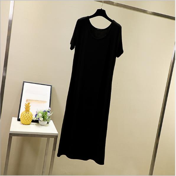 Fdfklak Zomer Night Jurk Vrouwen Nachtjapon Sleepshirts Roze/Zwart Korte Mouwen Nachtjapon Nachtjapon Katoen Nachtkleding: black / L