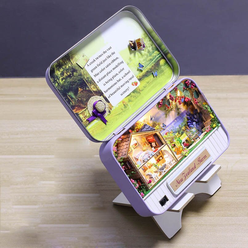CUTE ROOM Doll House Furnitures Box Theatre DIY Model Miniatures Wooden Dollhouse Toys For Children Countryside Notes: N
