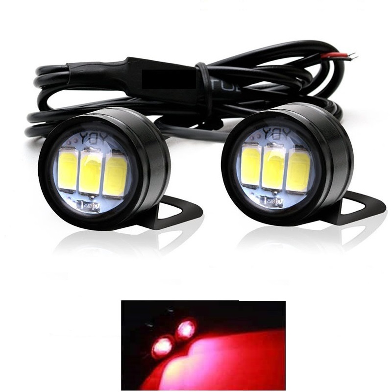 2 pièces moto oeil d'aigle lumière 12V diurne oeil lumière LED inverse sauvegarde stroboscopique Flash aigle lampe: Black / changeant