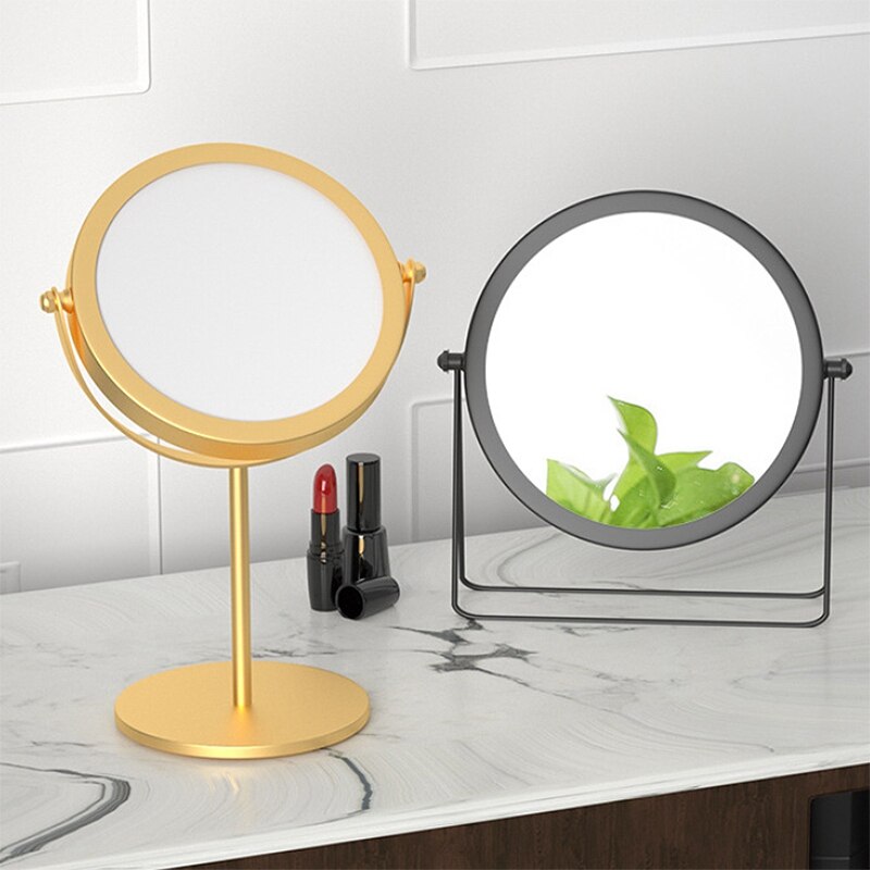 Light Luxury Retro European Metal Gold Home Desktop Geometry Mirror Makeup Mirror Dormitory Makeup Mirror