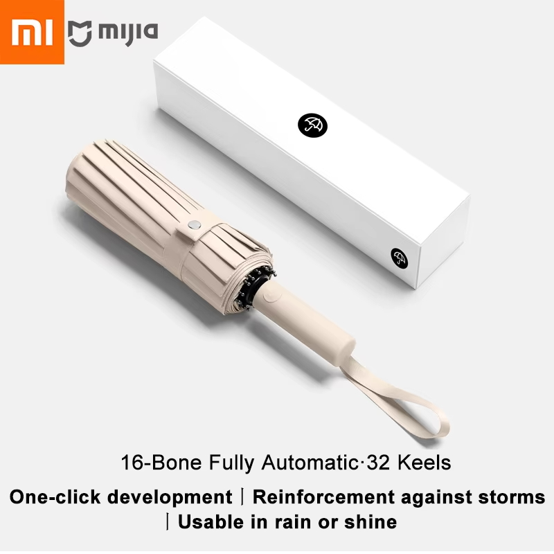 Xiaomi Mijia Regenschirm-Upgrade, 16 Rippen, winddicht, doppelschichtig, vollautomatischer UV-Sonnenschirm, Sonnenschirme mit doppeltem Verwendungszweck