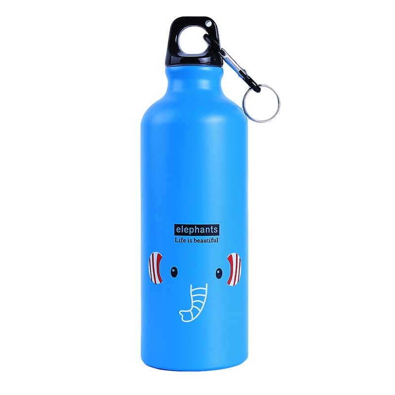 Bottiglia di Acqua calda 500ML Sveglio Del Modello Del Fumetto di Alluminio/Wheatstraw Bere Esercizio tutto'aperto Bottiglie di sport di Viaggio Portatile: blu elepant