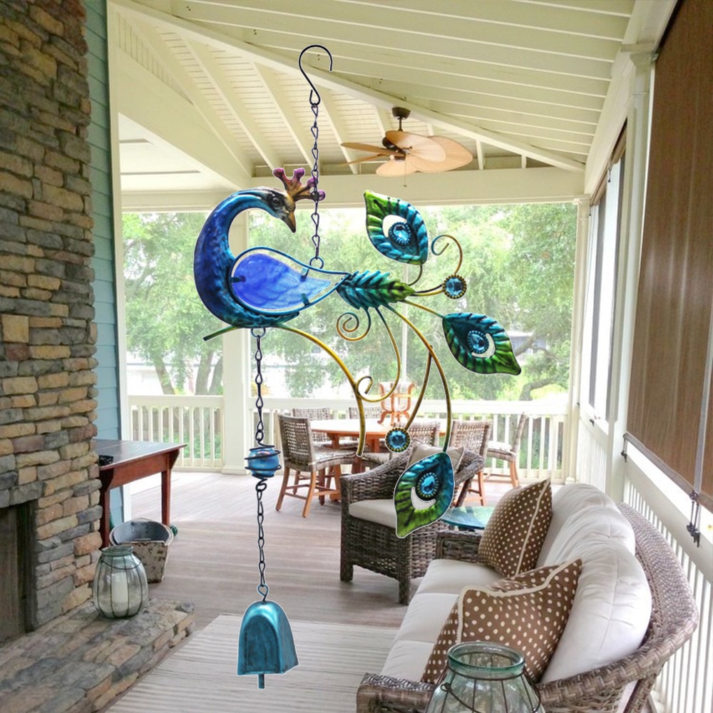 Garden Beauty Peacock Wind Chimes Yard Home Decor Large Hanging Pendant Outdoor Ornament