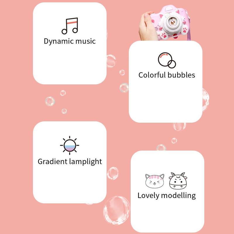 Musica Leggera elettrica Bambini Bolla Ventilatore Carino Gatto Mucca Giocattoli Della Bolla di Sapone per Bambini per Bambini Macchina Macchina della Bolla Macchina Fotografica Automatica F8F5