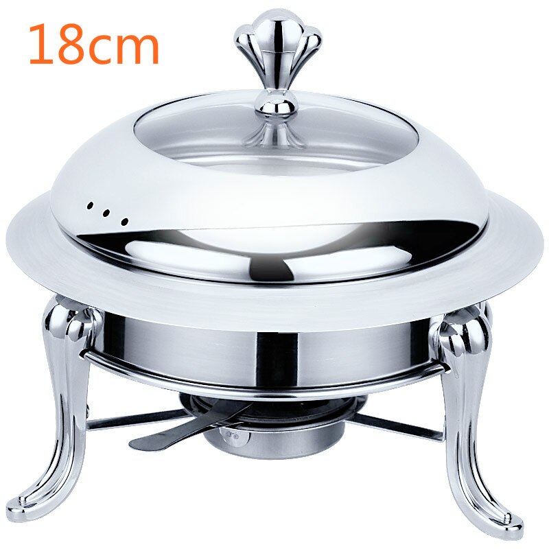 20%  hotpot -sett i rustfritt stål, mini -gryteholder i herdet glass, lokk i 30cm sølvbuffer i bufféform: Sølv 18cm