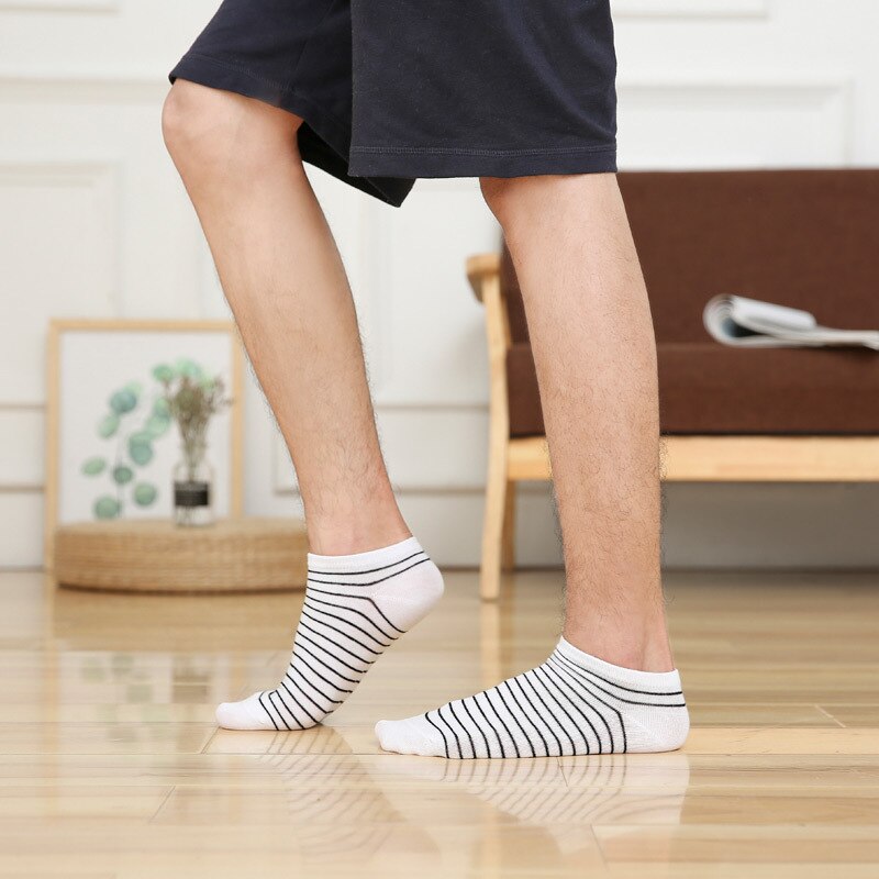 Men's Sports Socks Cotton Stripe Boat Socks All Seasons Spring Autumn Male Casual Harajuku Breathable Men Ankle Sock Boy: B02