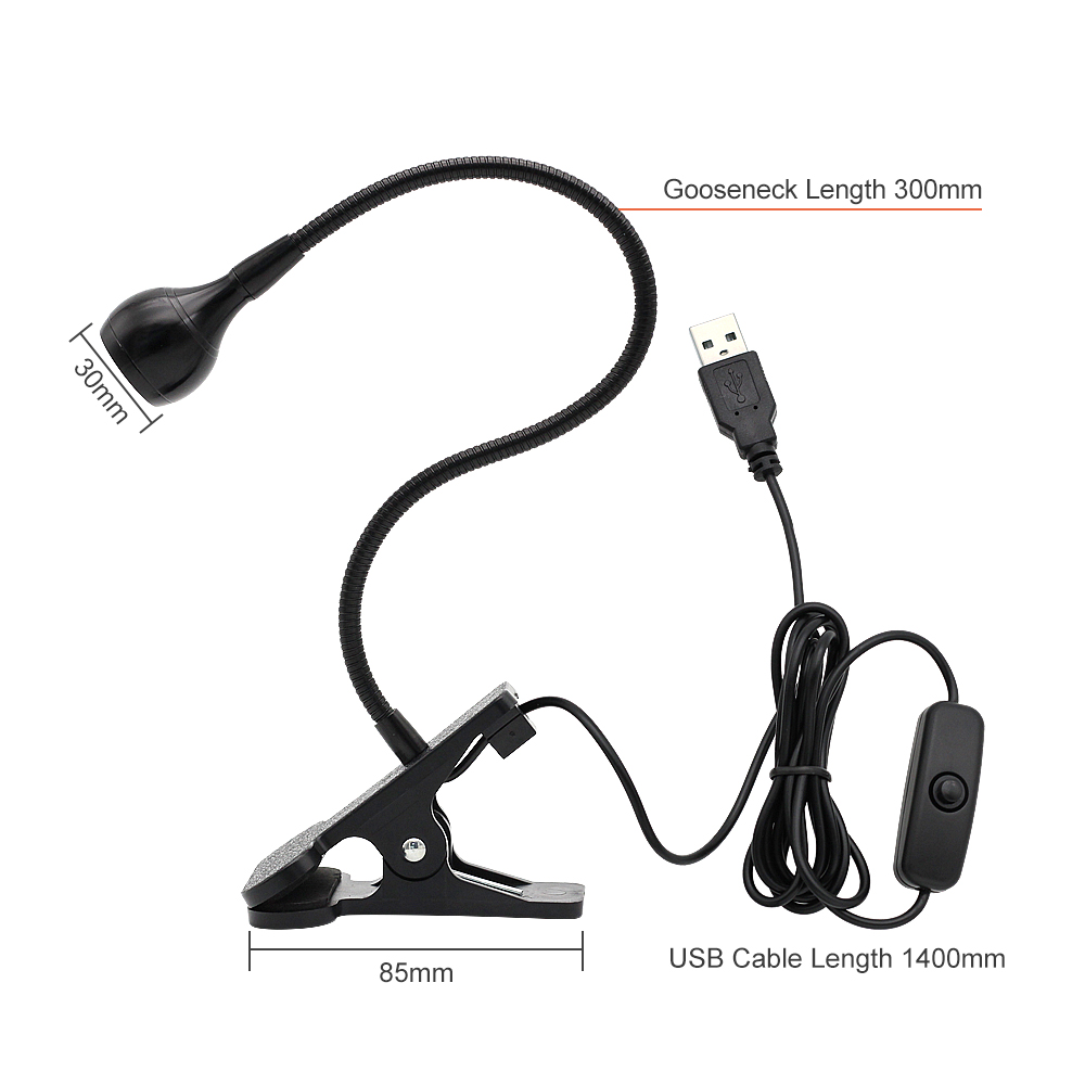 USB LED Desk Lamp Clip Holder Switch Flexible Dimmable Table Lamp Children Study Reading Book Light for Home Bedroom Living Room