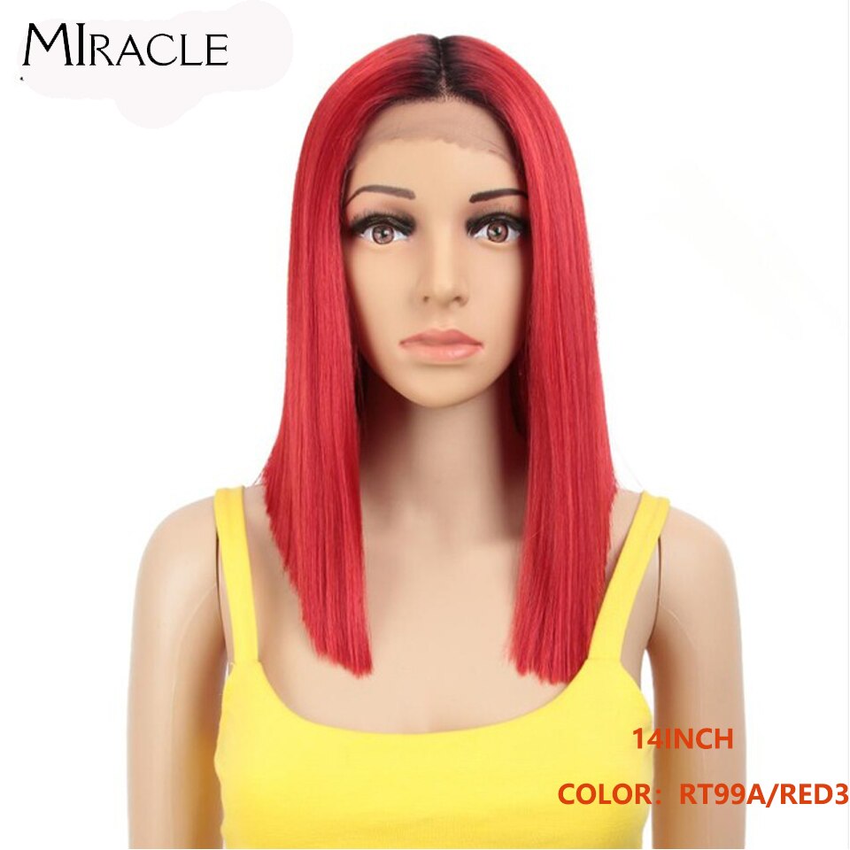 Bob Wig Synthetic Wig Short BOB 14 inches Synthetic Lace Wig Ombre Blonde Cosplay Wigs For Black Women Miracle Wig