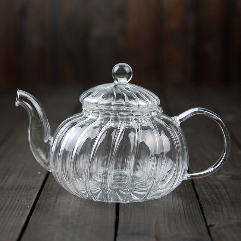 pumpkin shape flower teapot Glass Teapot with Infuser Tea Leaf Herbal Heat Resistant Glass Pot Flower TeaCup MJ1012
