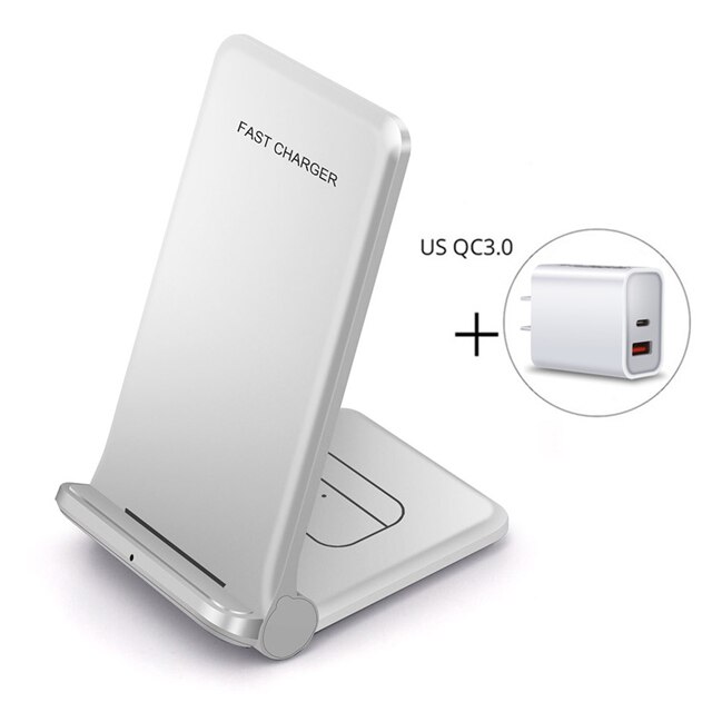 2 in 1 20W Qi Drahtlose Ladegerät Dock für Samsung S21 S20 S10 Dual Schnelle Ladestation Pad Für IPhone 12 11 XS XR X 8 Airpods Profi: weiß mit US stecker