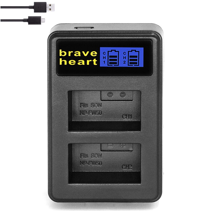 Np -fw50 usb dobbelt oplader +4x np  fw50 batterier til sony nex -5 nex -7 slt -a55 a33 a55 a37 a3000 a5000 a5100 a6000 a6300 a7000: Kun oplader