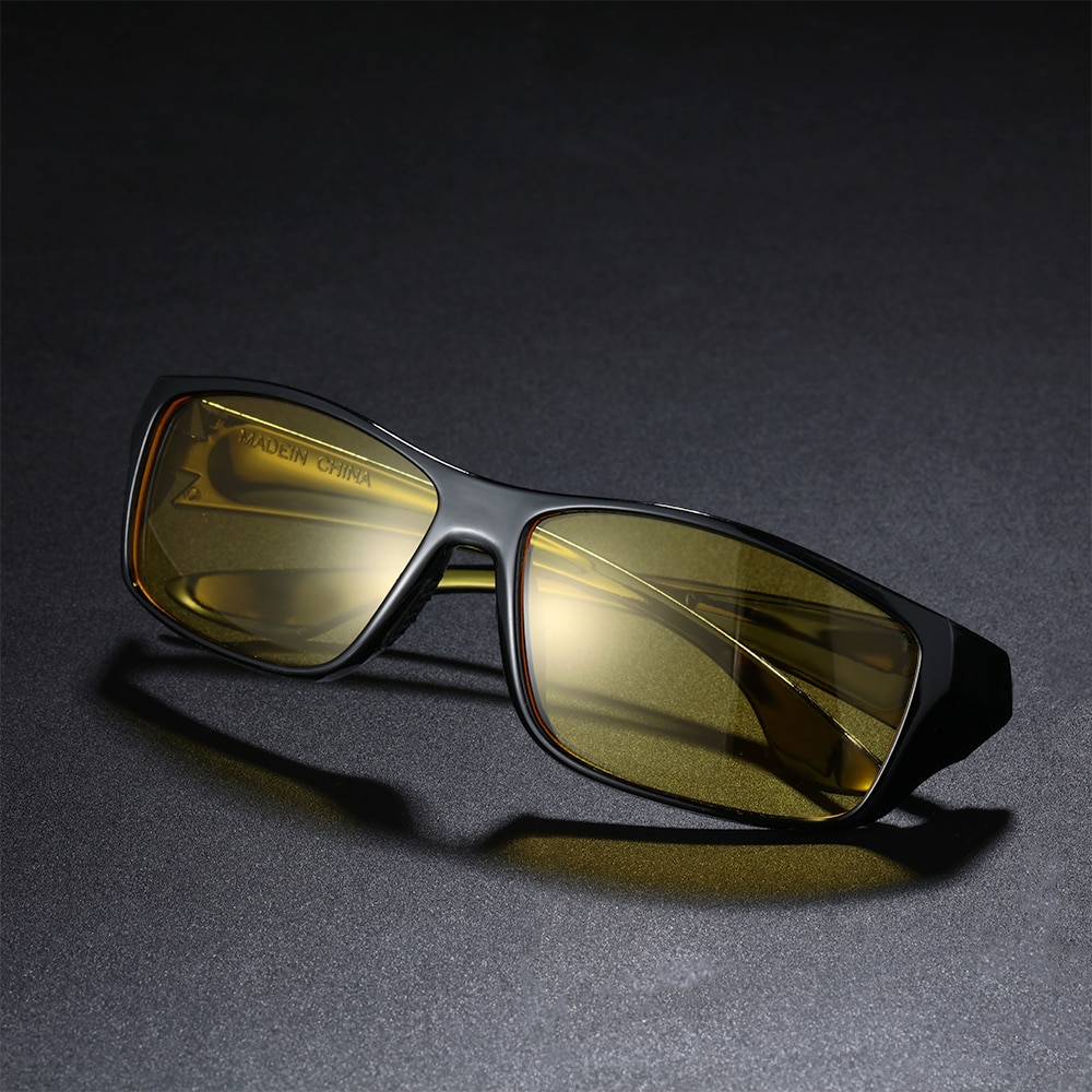 Unisex Night Driving Glasses Anti Glare Night Vision Glasses HD Polarized Yellow Tint Fit Over Wrap Around Eyewear for Men Women
