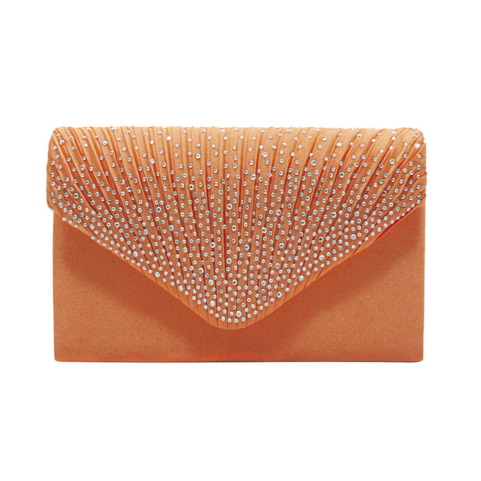 Bolsos de mano elegantes a la para mujer, bolso de hombro de satén con diamantes de imitación y cadena fina, vestido de y banquete, bolsos de noche a juego: Naranja