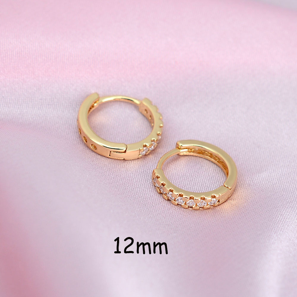 Classic Eenvoudige Kleine Regenboog Zirconia Stud Huggies Oorringen Voor Vrouwen Mannen Dikke Ronde Cirkel Earring Piercing: gold-white-12mm