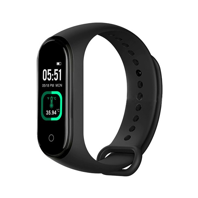 M4 Pro Smart Band Thermometer Waterdicht Hartslag Bloeddruk Fitness Armband Sport Smart Band Polsband Smart Horloge: Black