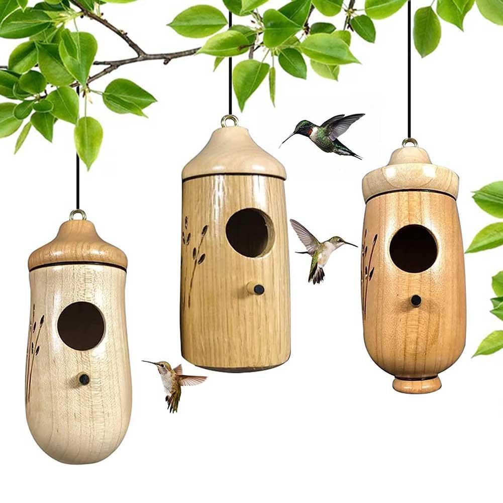 Outside Wooden Hummingbird House Feeder Birdhouse Hanging Swing Hummingbird for Wren Swallow Sparrow Houses Hummingbird