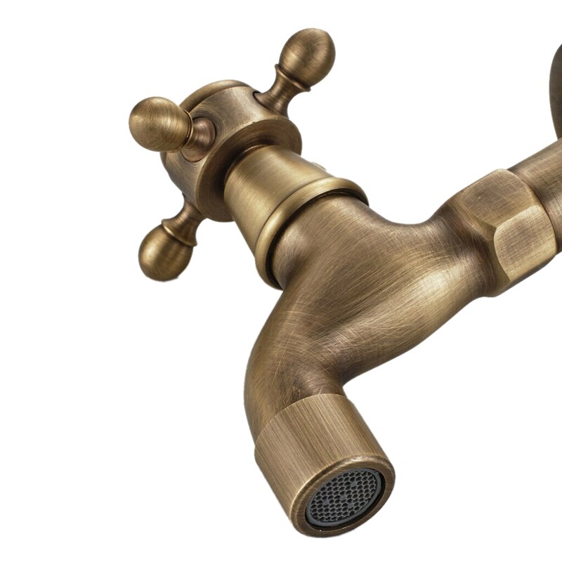 Antieke vintage messing wandgemonteerde draaiknop waterkraan kranen tuin badkamer wastafelkraan dweil watermachine kraan
