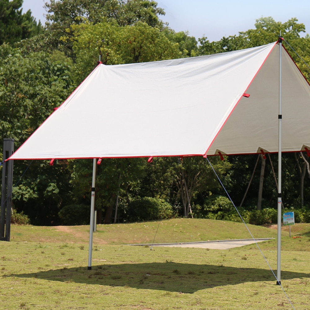 3.2X3M Luifel Waterdicht Tarp Tent Schaduw Vouwen Camping Luifel Ultralight Strand Zon Onderdak Versterkte Stiksels Zilveren Coating