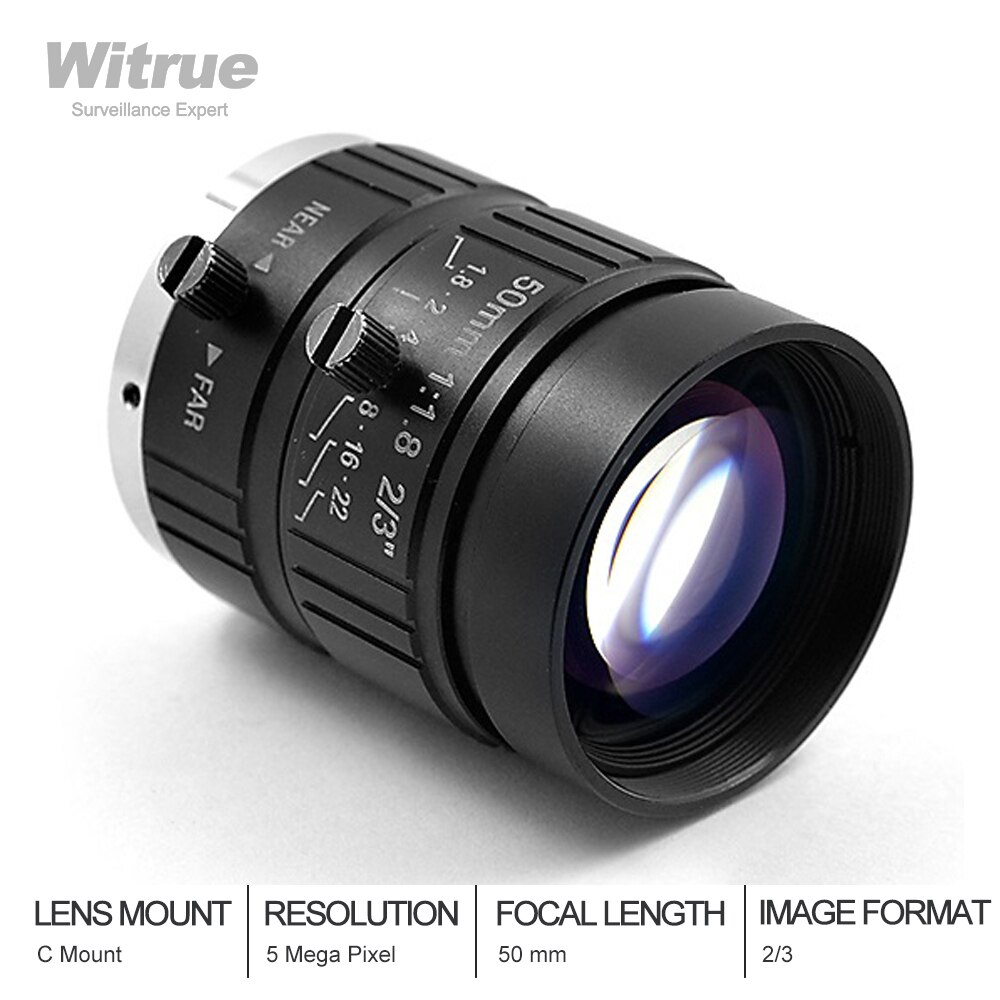 5 Mega Pixel HD 50mm LENS C Mount F1.8 Industrial lens Manual Iris CCTV Lens For Security Camera