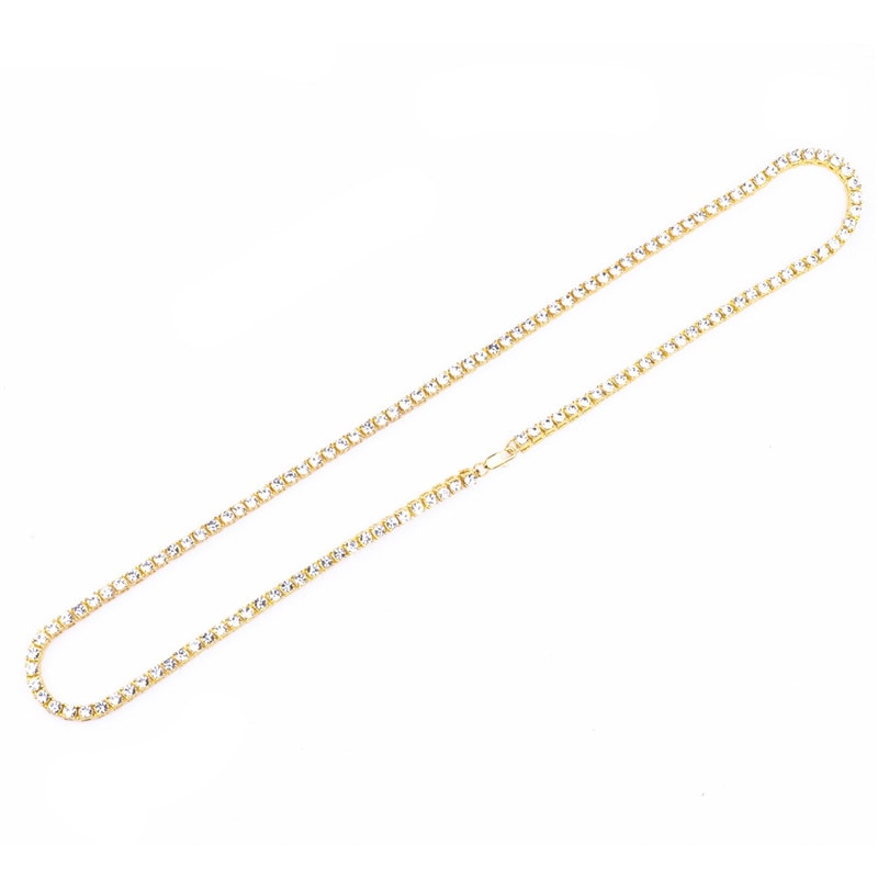 White/Gold/Black 20/24/30 Inch 1 Row 4MM Simulated Lab Diamonds Chain Hip Hop Style Tennis Necklace Men Outfits Party Clubwear