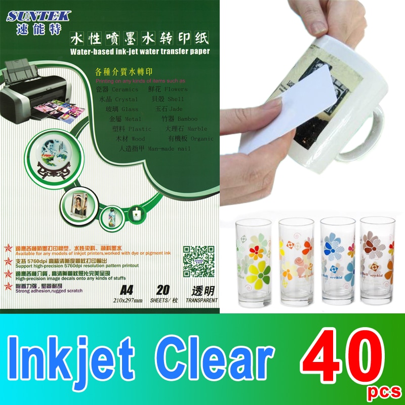 A4 Inkjet Clear Water Slide Transfer Decal Papier (40 vellen)