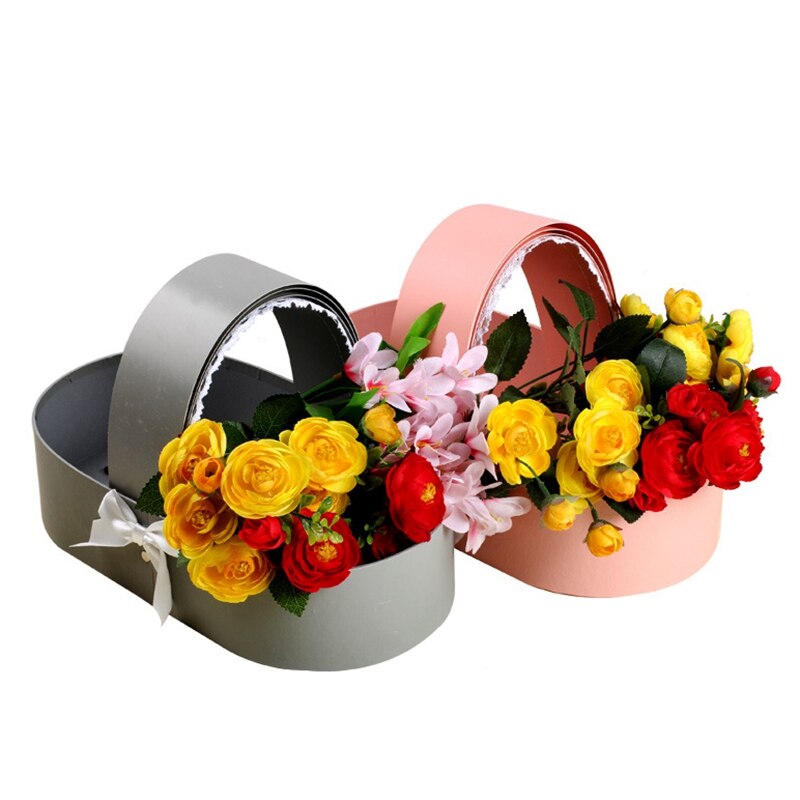 Caja de flores de cuna, Cajas de de cesta de arreglo de flores de rosas, cajas de embalaje de flores florales románticas, decoración para el hogar de boda