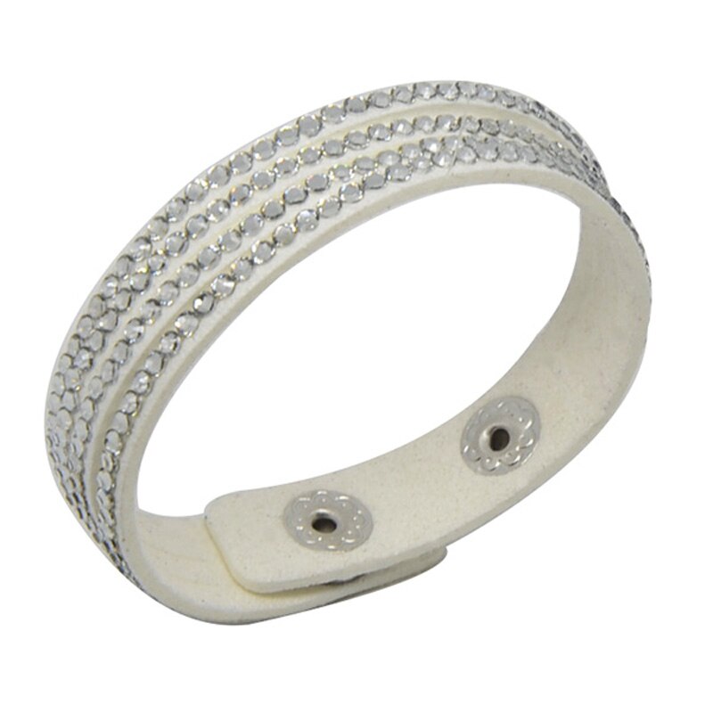 LFPU-pulsera de terciopelo para niños, brazalete de cuero pavimentado con cristal, joyería: white