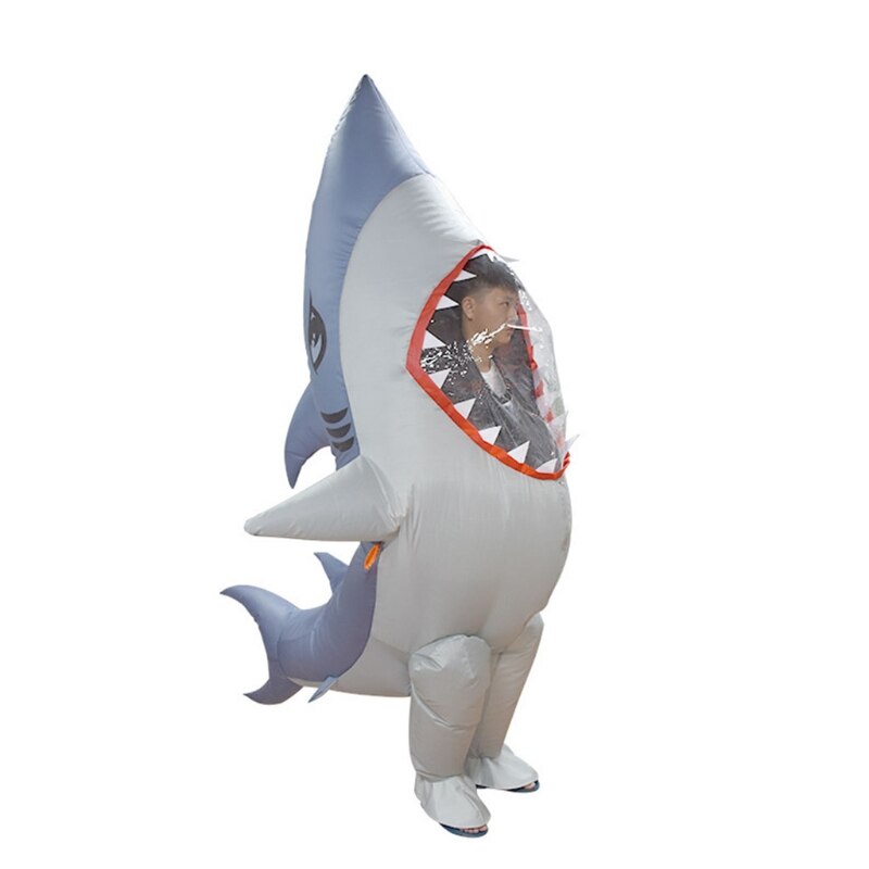 Cartoon Doll Blue Shark Inflatable Costume Game Fancy Dress Halloween Jumpsuit T5EC