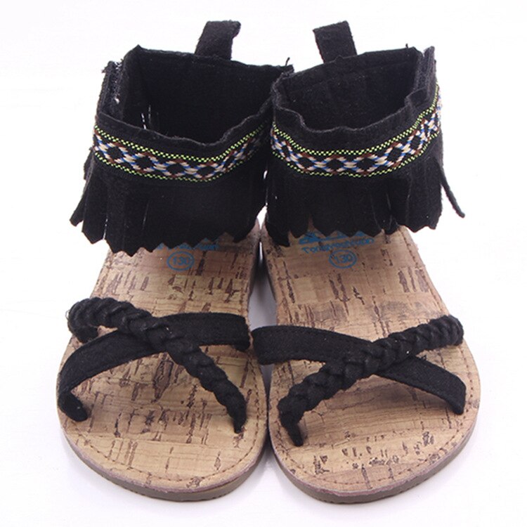 Summer Baby Sandals Girl Princess Shoes Gold Sliver Knoted Sandals: Black / 5