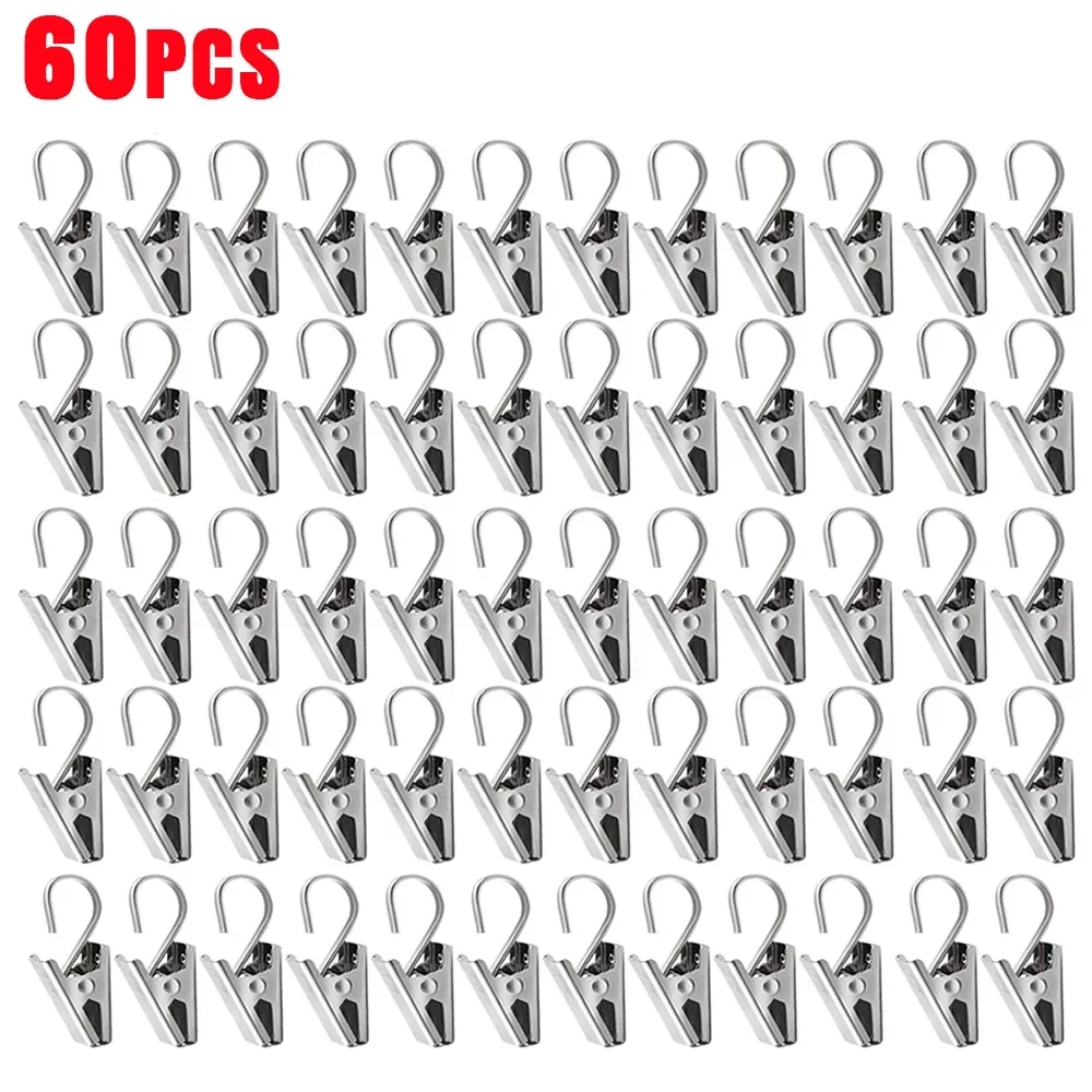 60/10 Stuks Roestvrij Stalen Gordijn Clips Met Haken Zware Opknoping Klemmen Gordijn Haak Clips Voor Huisdecoratie ambachten: Bruin