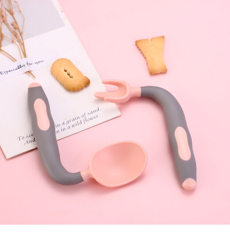 Zachte Zuigeling Servies Lepel Voor Baby Gebruiksvoorwerpen Peuter Leren Eten Training Buigbare Set Extra Voedsel Siliconen Lepels: Roze