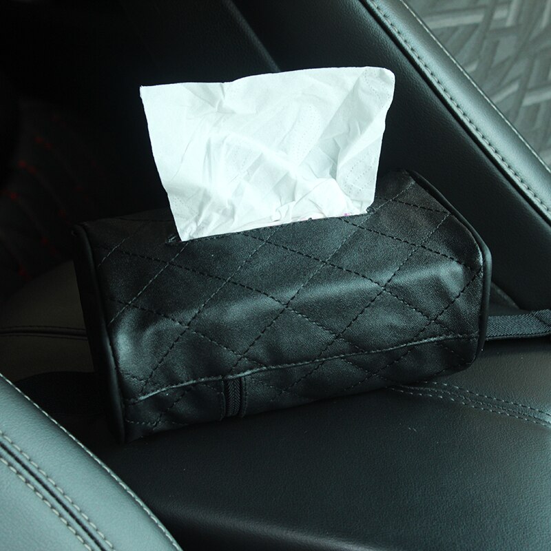Jasse pu læderbil tissuekasse håndklæde serviet papir containere holder universal auto interiør styling tilbehør 19 y 09001: C1 sorte