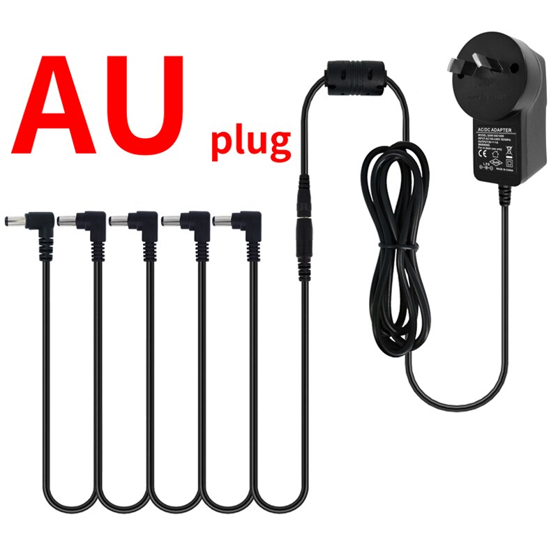 Guitar Effect Pedal Power Supply Adapter 9V DC 1A 5 Way Cables Daisy Chain: AU9V1A 1TO5