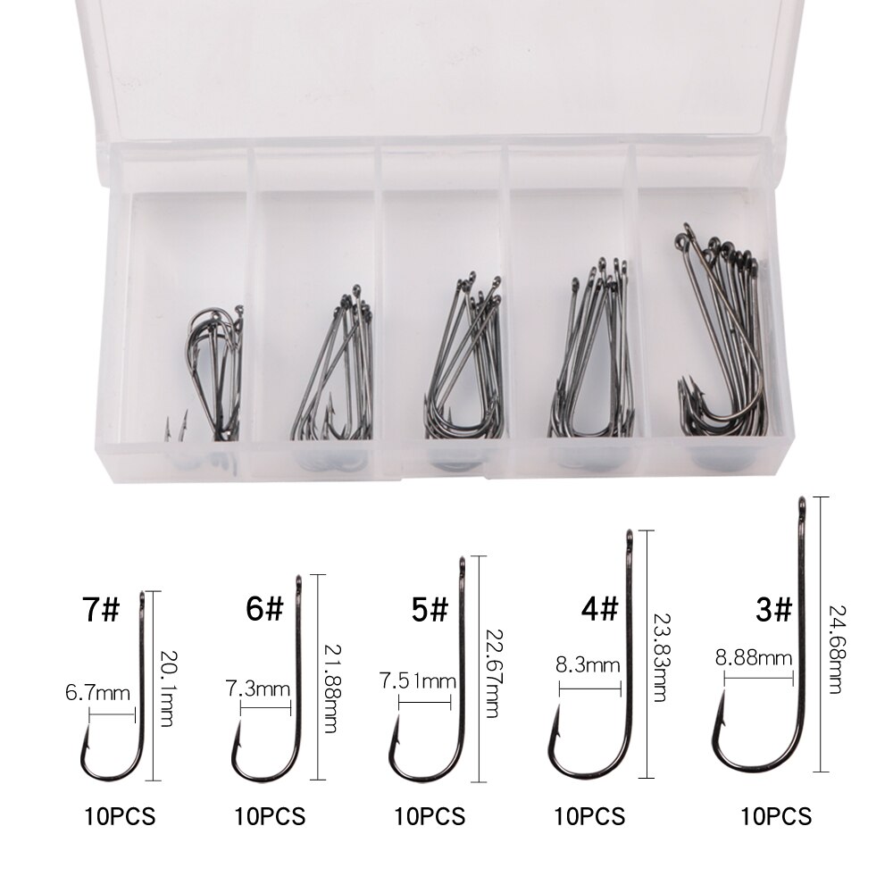 50pcs/100pcs sea hooks Fishing box offset hook 2#-3/0# carp snap fishing big hooks tackles accessories fishhook