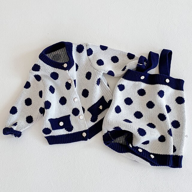 Marineblauw Polka Dot Baby Vest Unisex Trui Jas Baby Boy Katoen 3 6 9 12 18 24 Maanden Pasgeboren kleding OBS214864