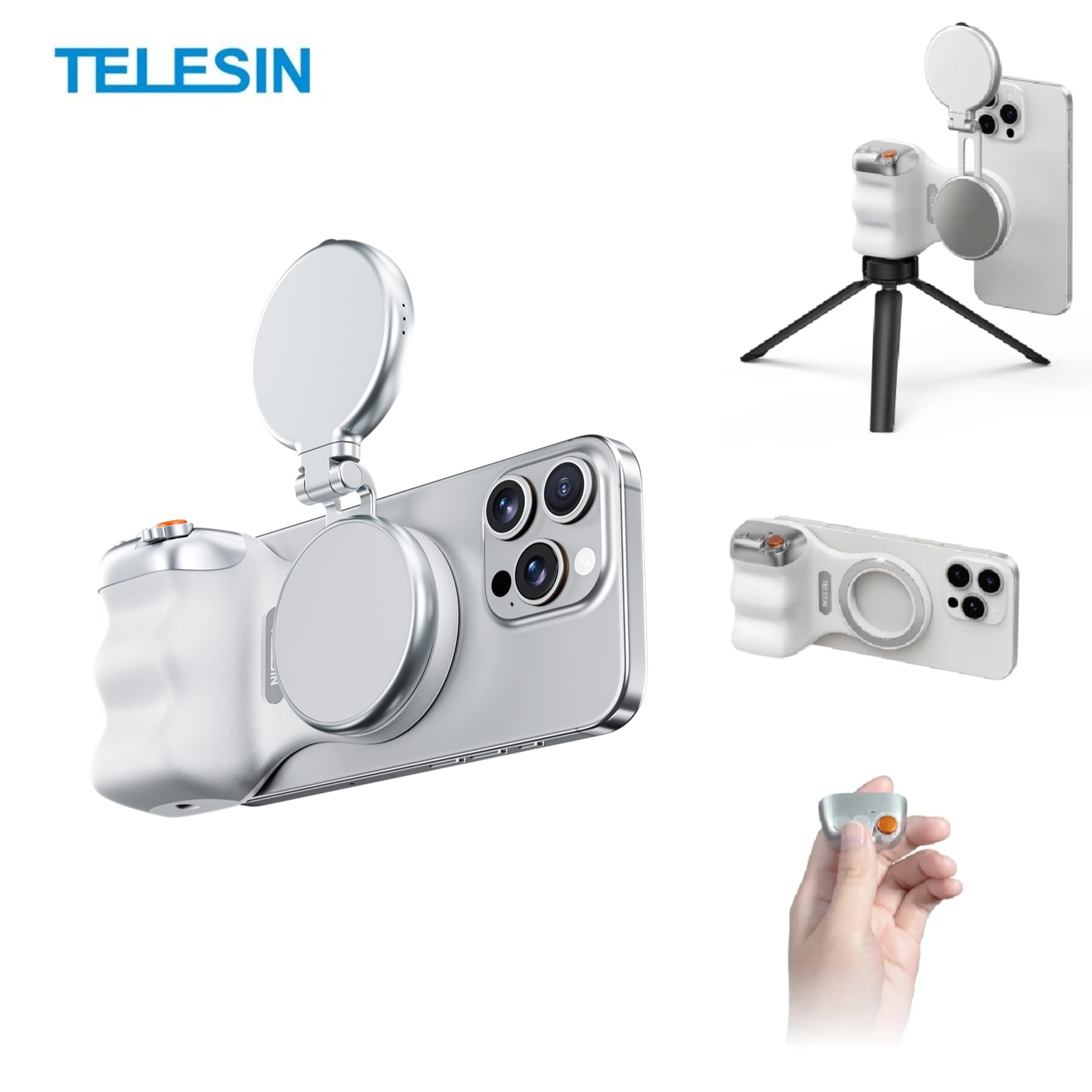 TELESIN MagSafe Camera Sluitergreep en invullichtset voor iPhone 16 Pro Max 15 14 13 OnePlus XIAOMI Android Afneembare afstandsbediening